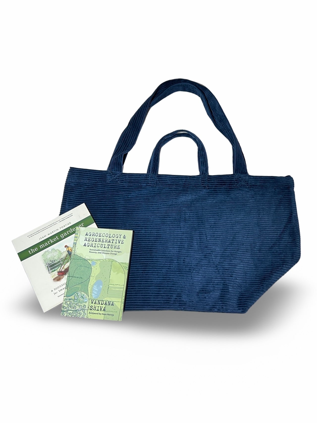 Navy Blue Corduroy Tote