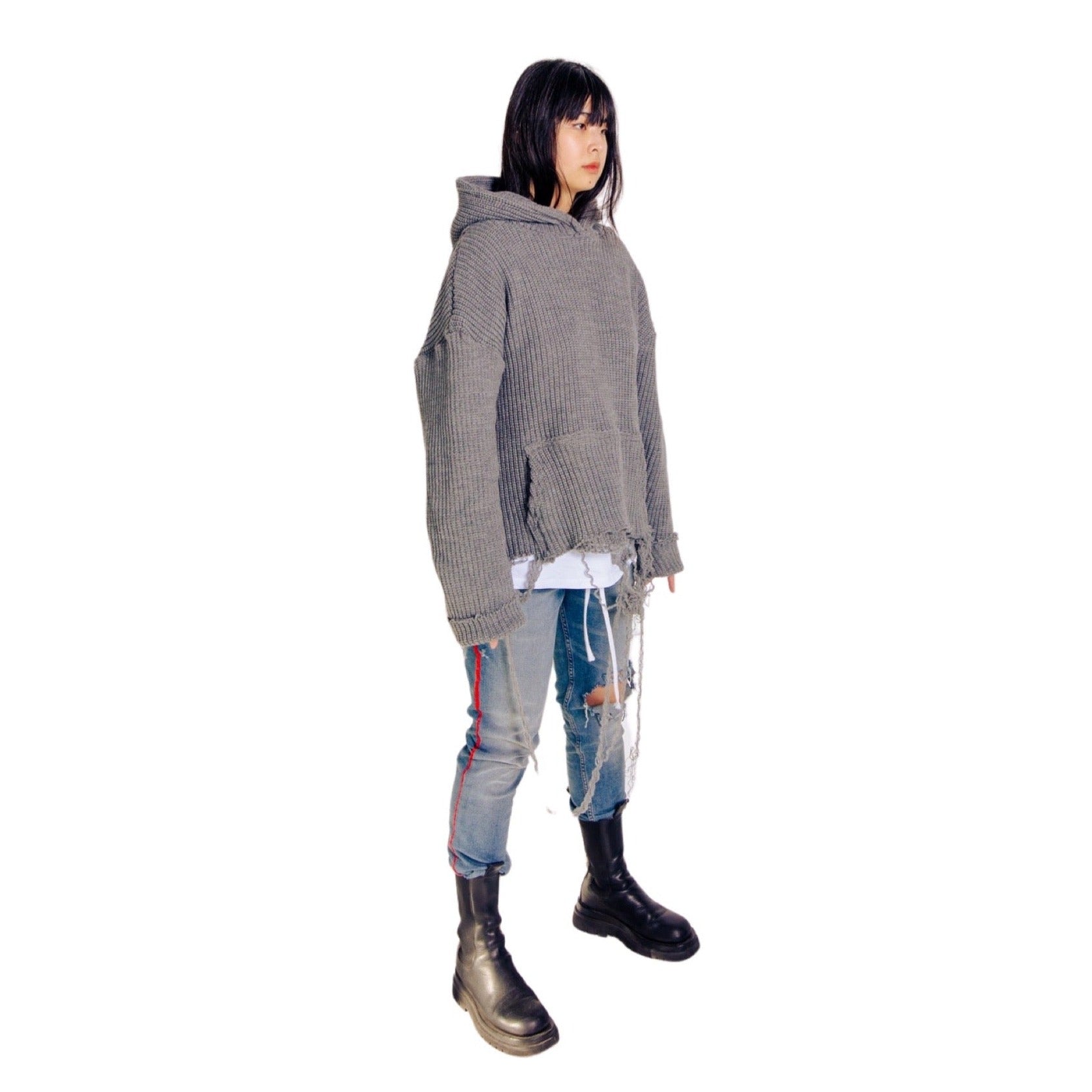 Unsupervised Knit Hoodie  (Gray)