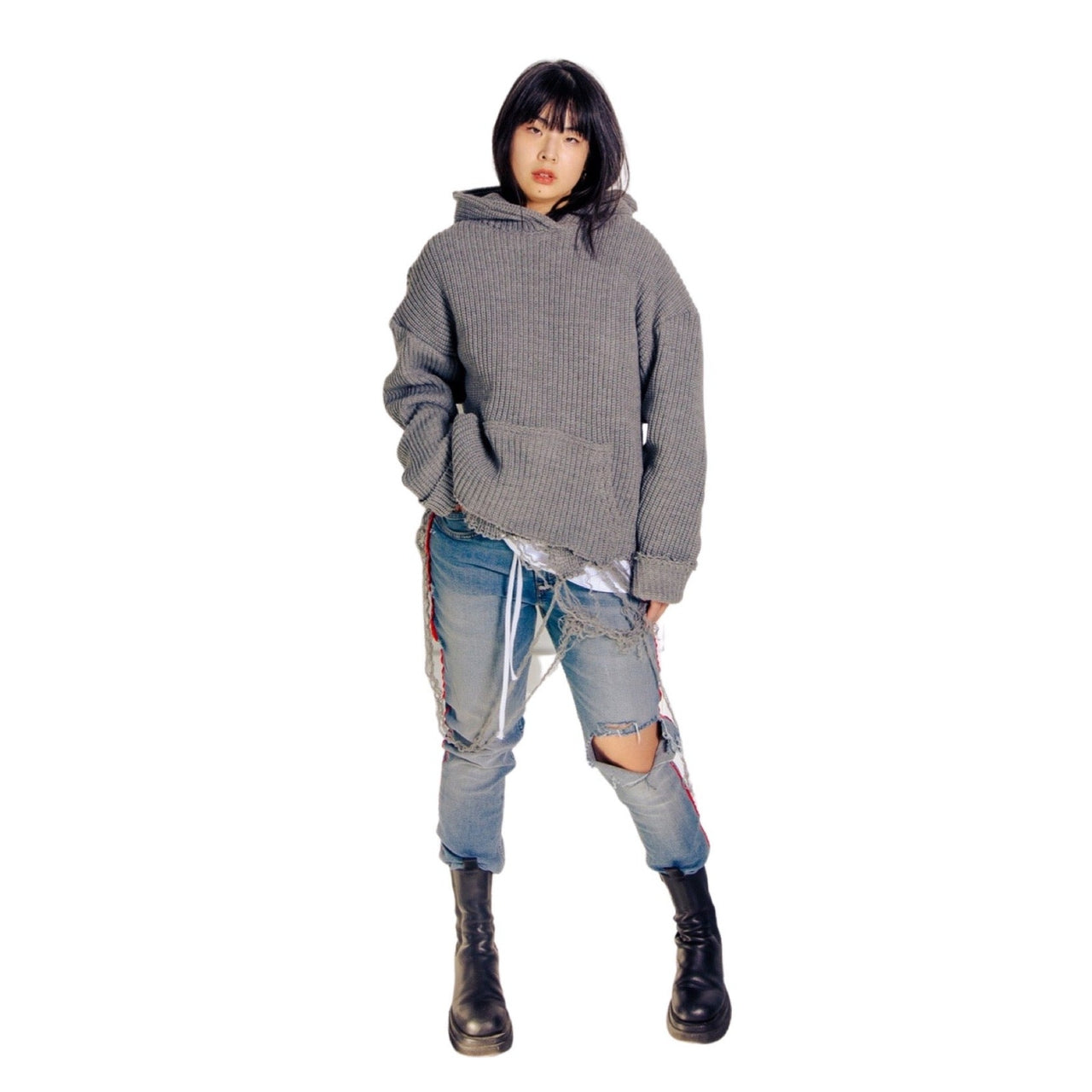 Unsupervised Knit Hoodie  (Gray)