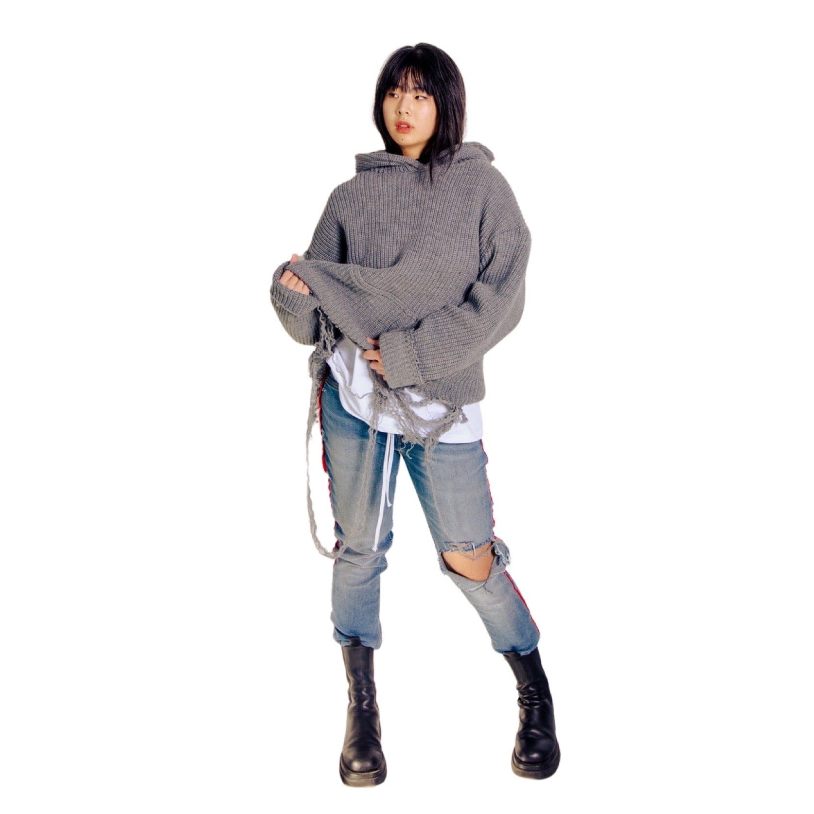 Unsupervised Knit Hoodie  (Gray)